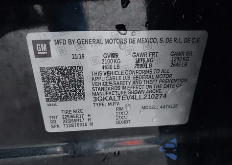 2020 GMC Terrain Awd Sle z USA, uszkodzony, nr VIN 3GKALTEV4LL210274